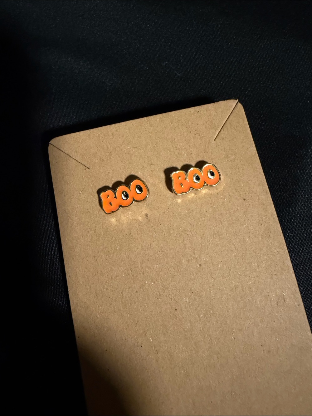 Halloween 'BOO' Enamel Stud Earrings - New